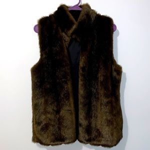 Jones New York Brown Fur Vest Medium